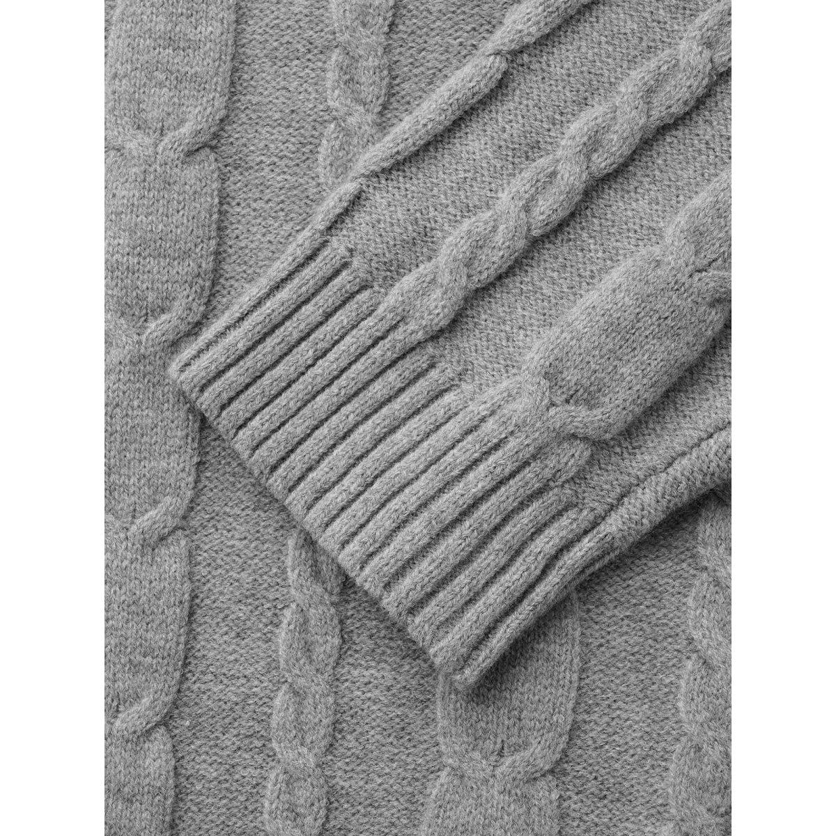 Plus Size Supersoft Essentials Cable Knit Patchwork Pullover DarkGray Women Casual Long Sleeve Round Neck Everyday Pullovers BloomChic 10/M Product Image