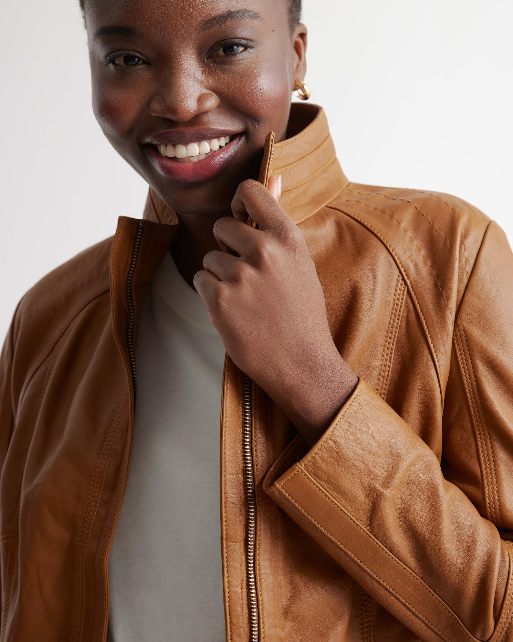 Quince | Women's Stand-Collar Jacket Size XS, Leather Product Image