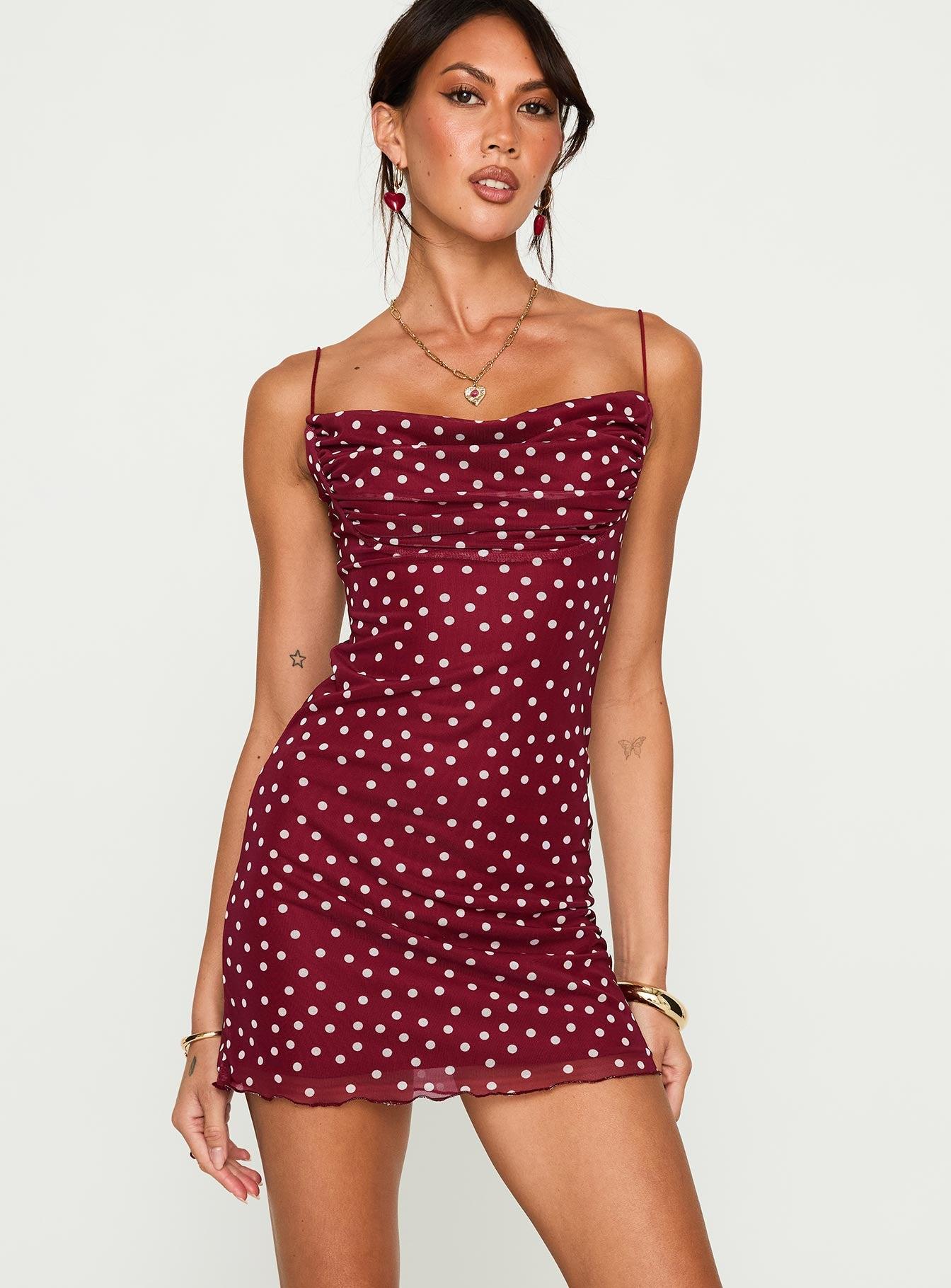 Sugar Mini Dress Red Polka Product Image