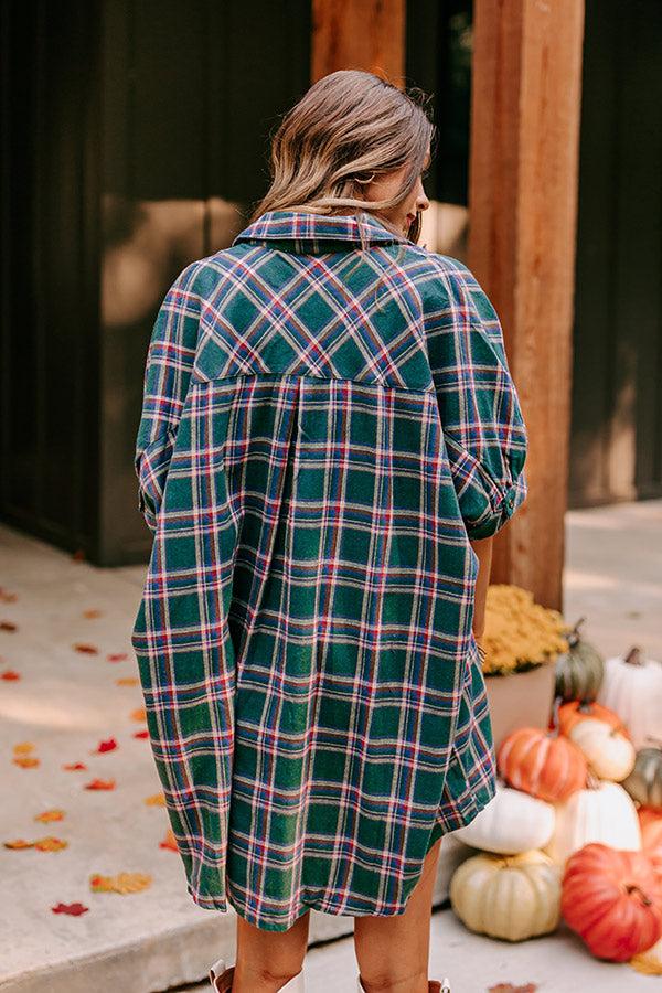 Comfy Glam Flannel Tunic in Hunter Green Product Image