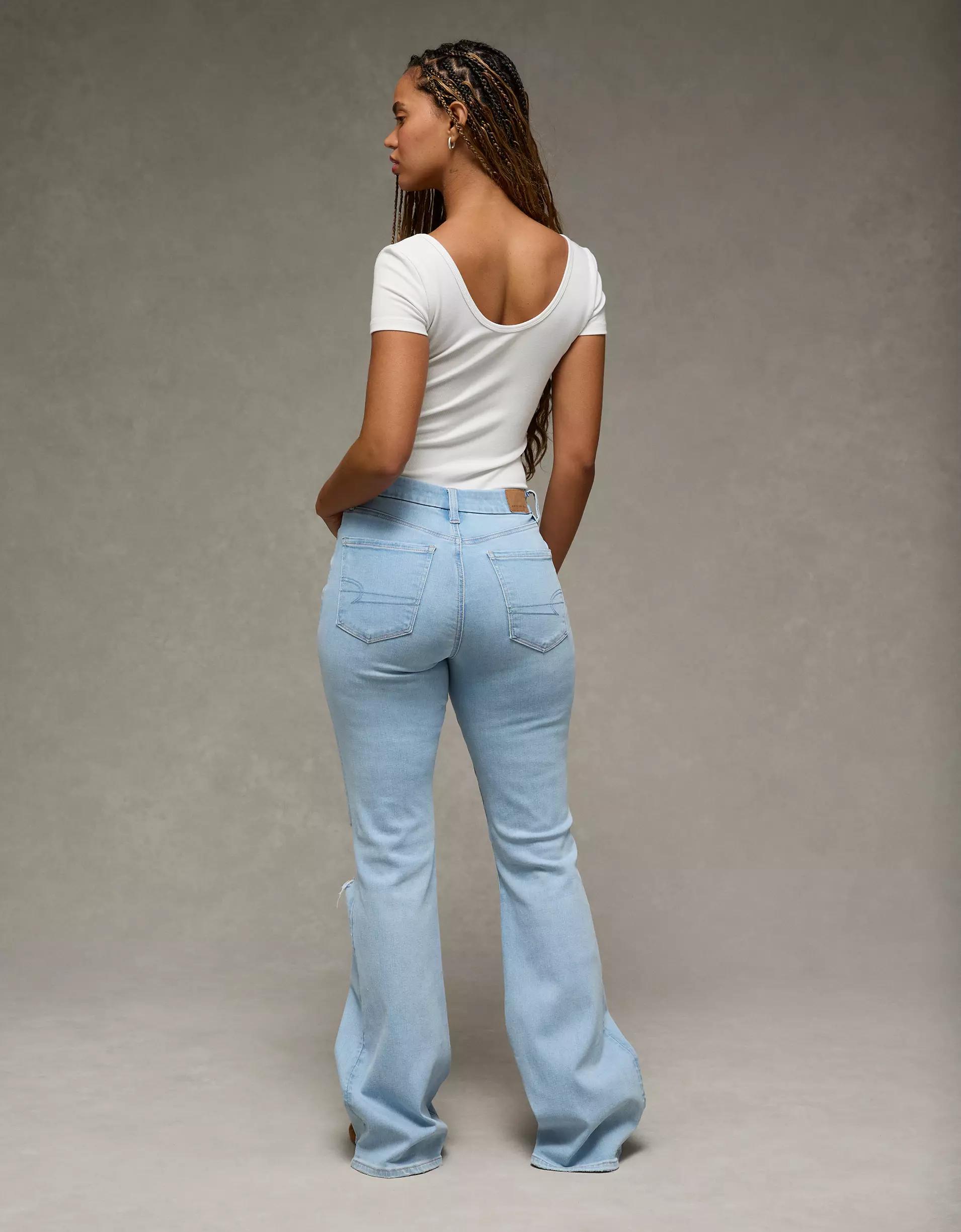 AE Next Level Curvy Ripped Super High-Waisted Flare Jean Product Image