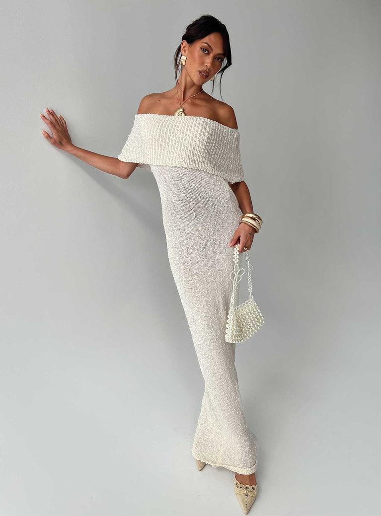 Nixen Strapless Knit Maxi Dress Cream Product Image