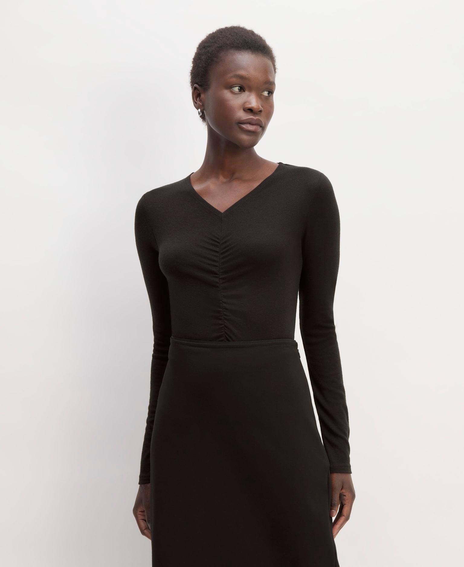 Womens Ruched V-Neck T-Shirt in Butterluxe by Everlane Product Image