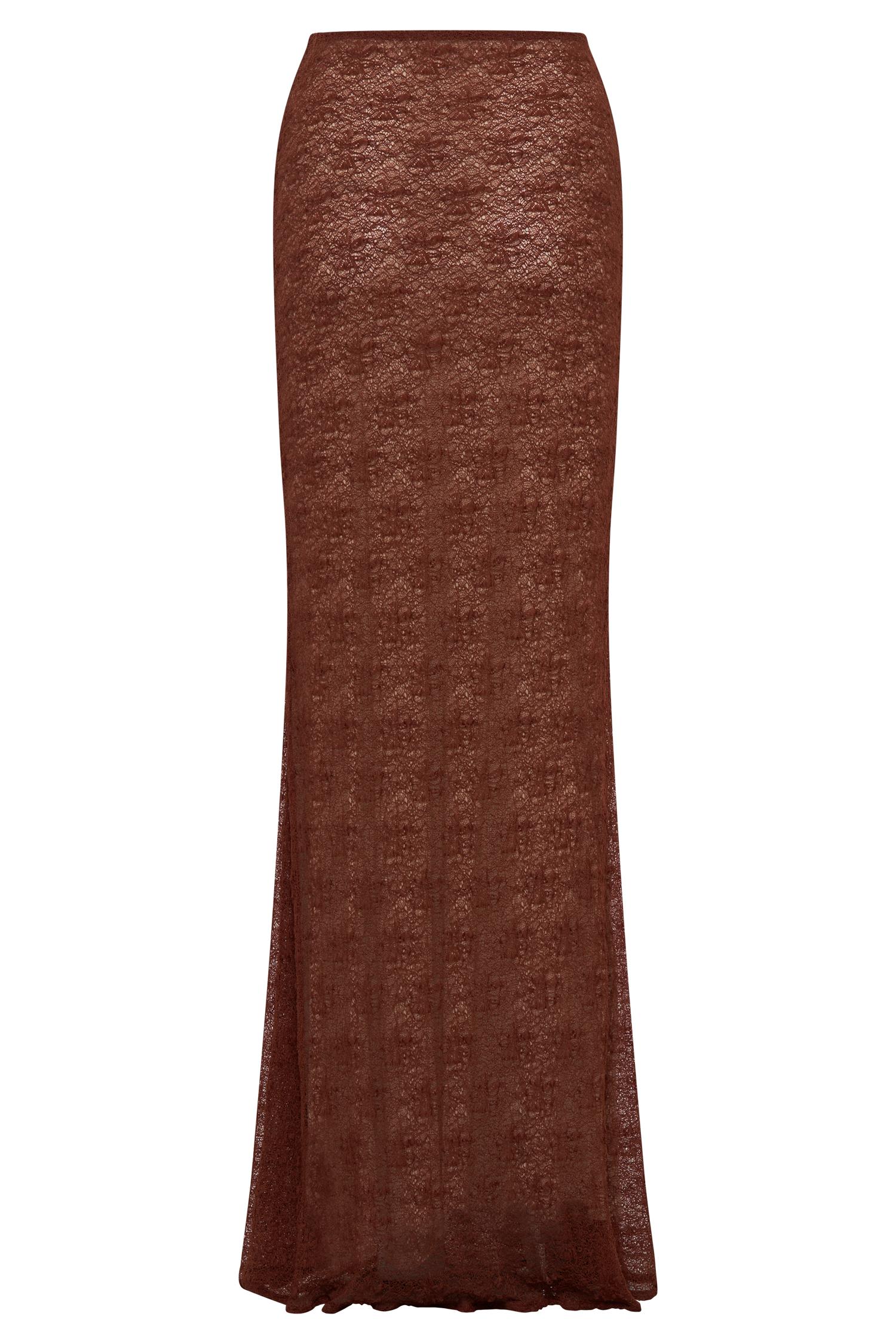 Robyn Sheer Lace Maxi Skirt - Chilli Product Image