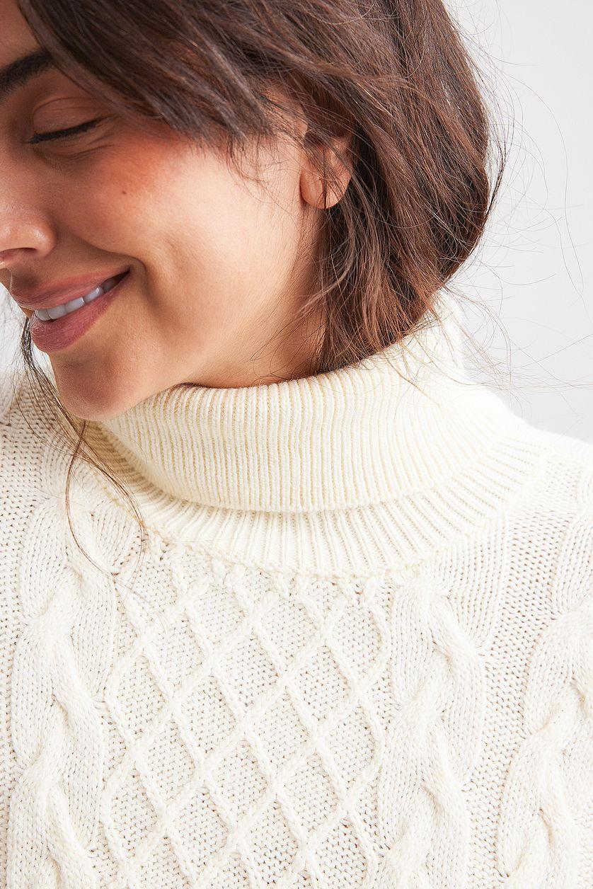 Turtle Neck Knitted Cable Sweater Product Image