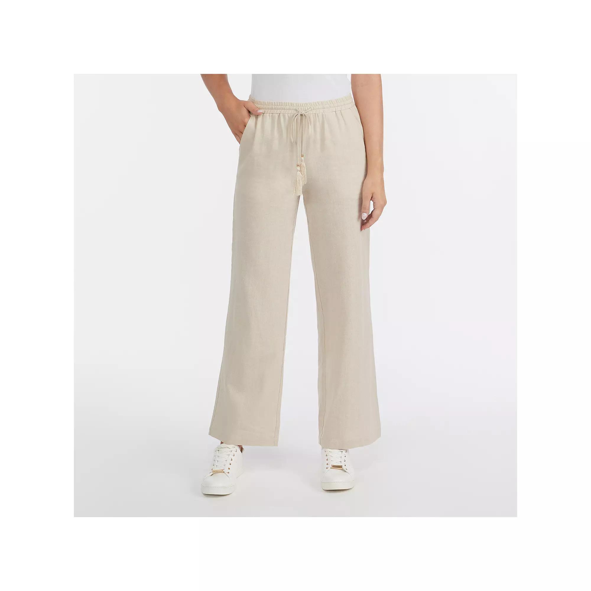Women's Ellen Tracy Linen Wide Leg Drawstring Pants, Size: XL Product Image