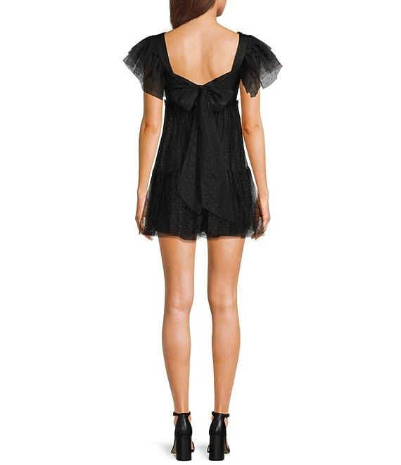 City Vibe Short Flutter Sleeve Tiered Ruched Front Bodice Dress Product Image