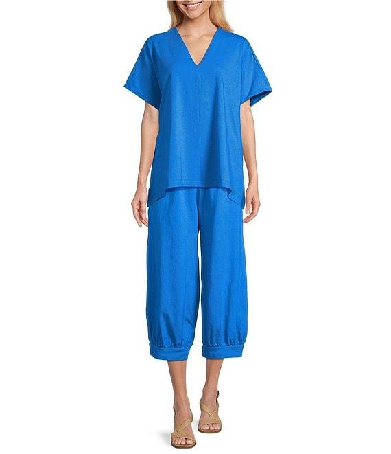 Bryn Walker Baxter Cotton Jersey V-Neck Short Sleeve Shirt Product Image