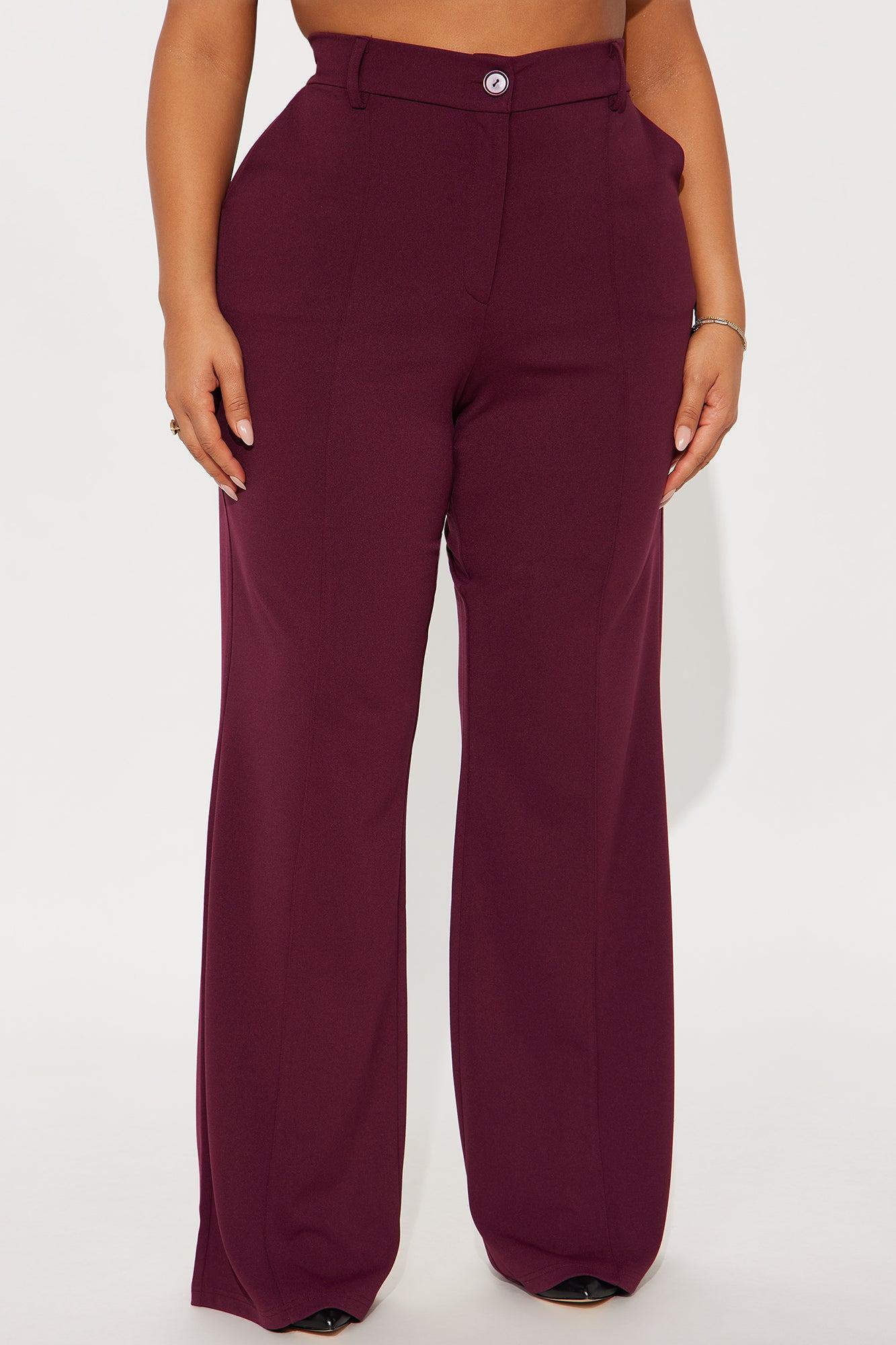 Heidi Wide Leg Trouser Pant - Burgundy Female Product Image