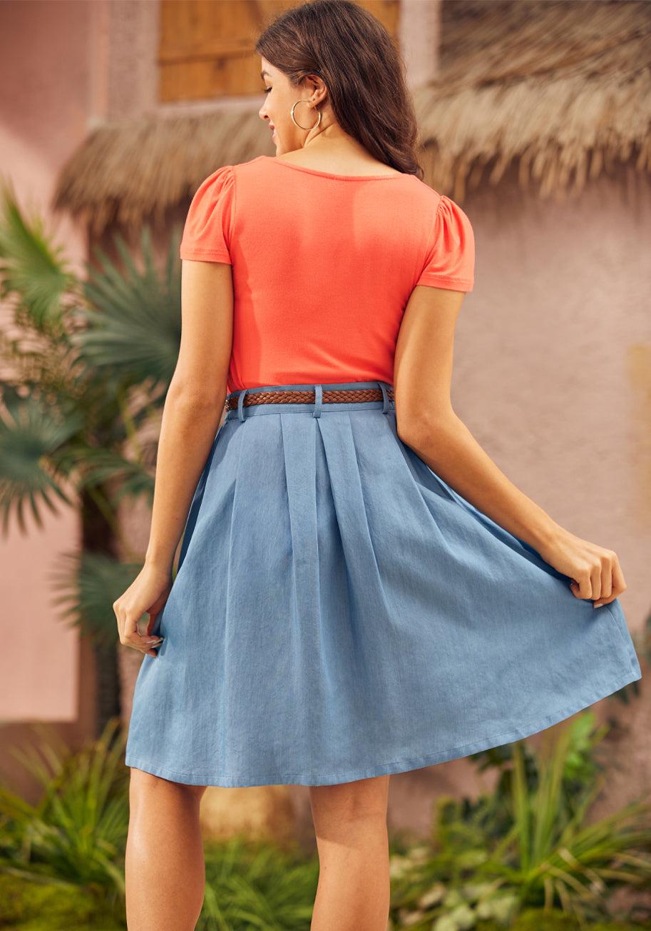 Bookstore's Best Chambray A-Line Skirt Product Image