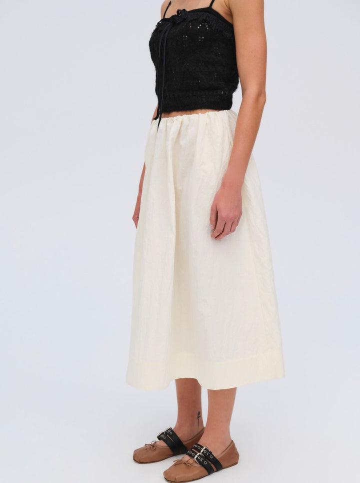 Billie Poplin Midi Skirt — Ivory Product Image