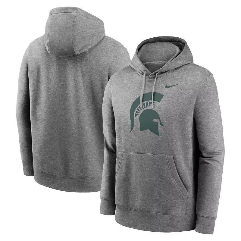 Men's Nike Heather Gray Michigan State Spartans Primetime Evergreen Club Fleece Pullover Hoodie, Size: Medium, Grey Product Image