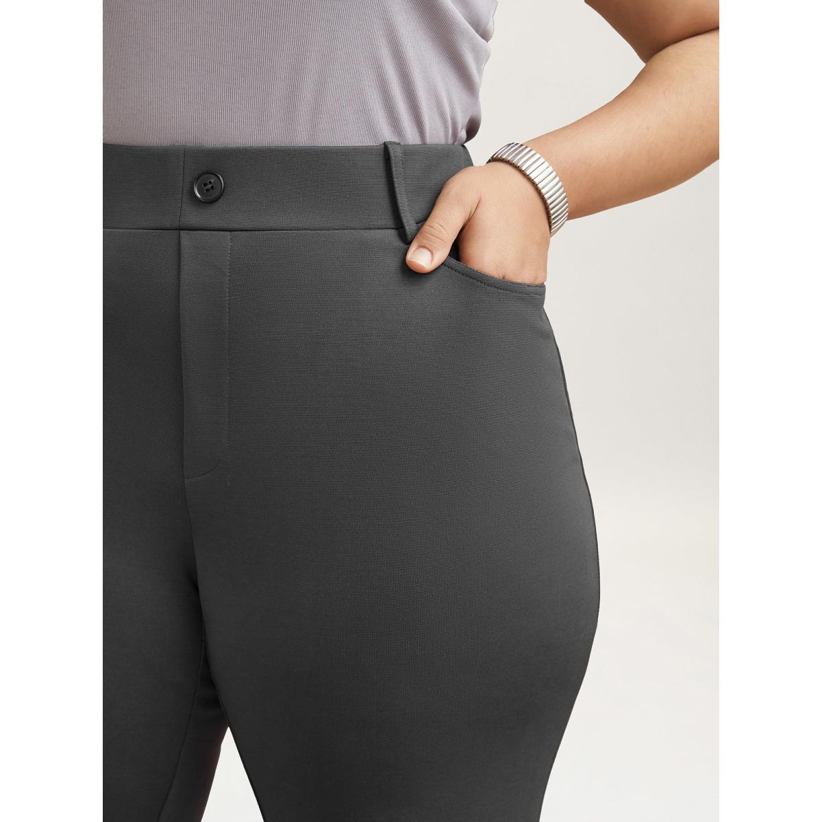 Plus Size No-Waist Gap High Rise Flared Pants Women DimGray At the Office Bootcut Mid Rise Work Pants BloomChic 14-16/1X Product Image