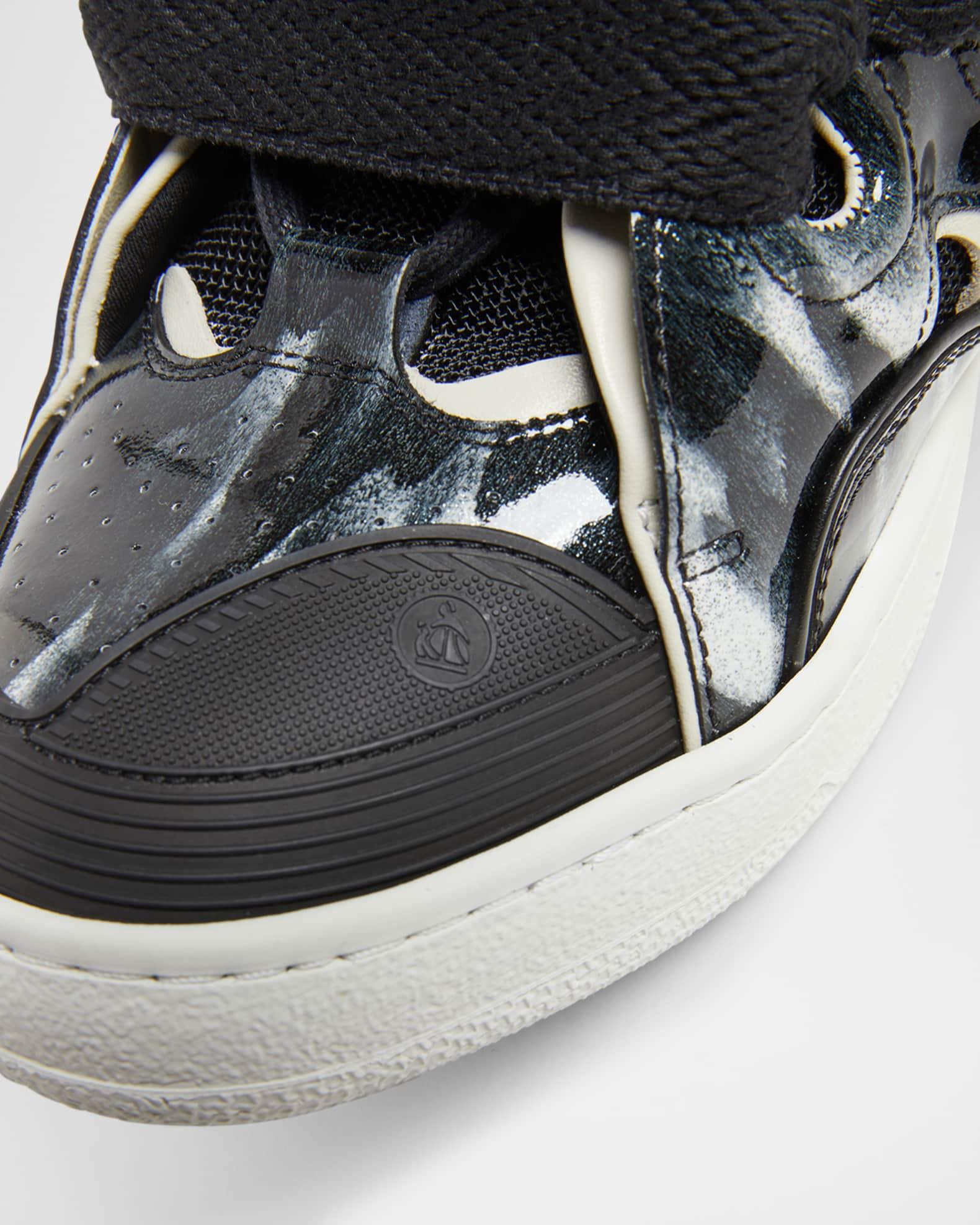 Men's Curb Mesh and Leather Low-Top Sneakers Product Image