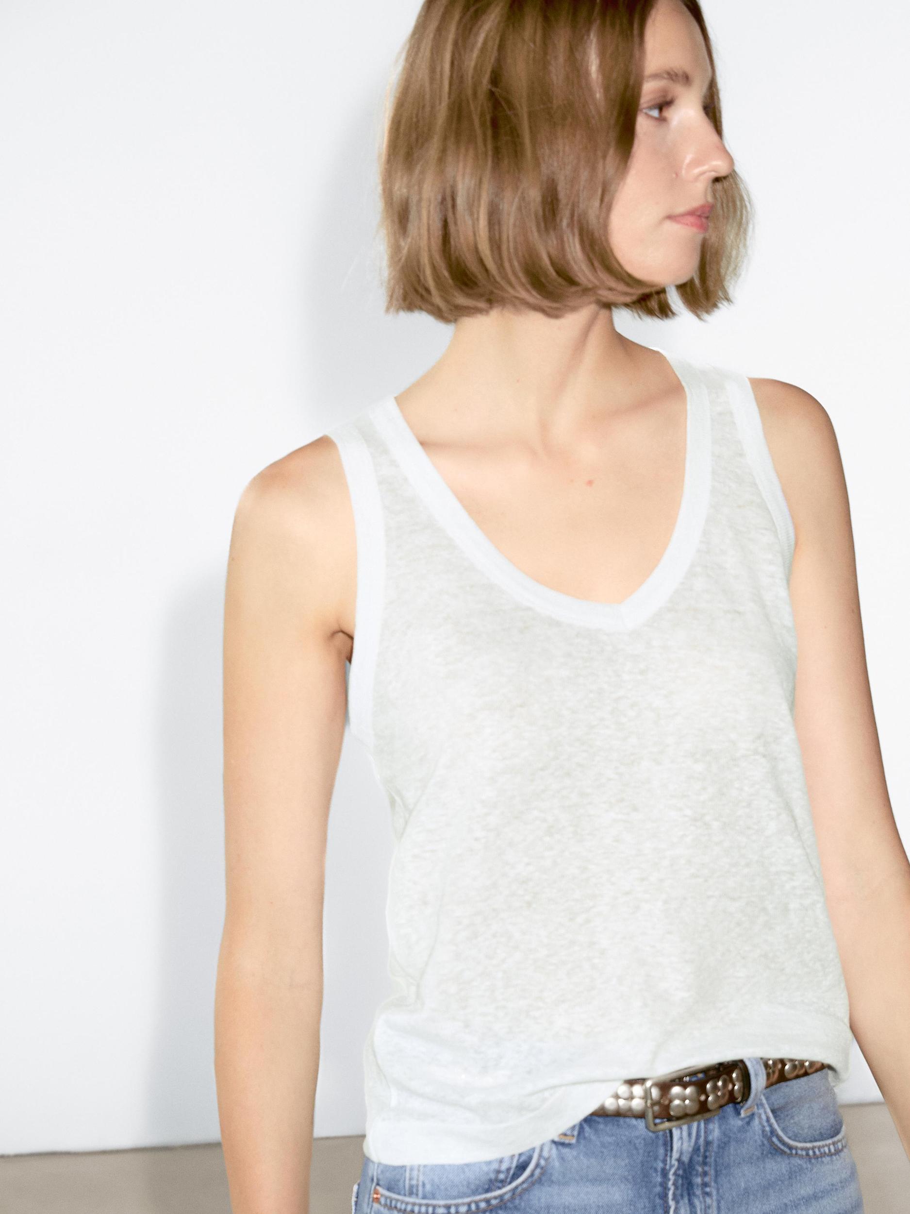 100% linen strappy top Product Image