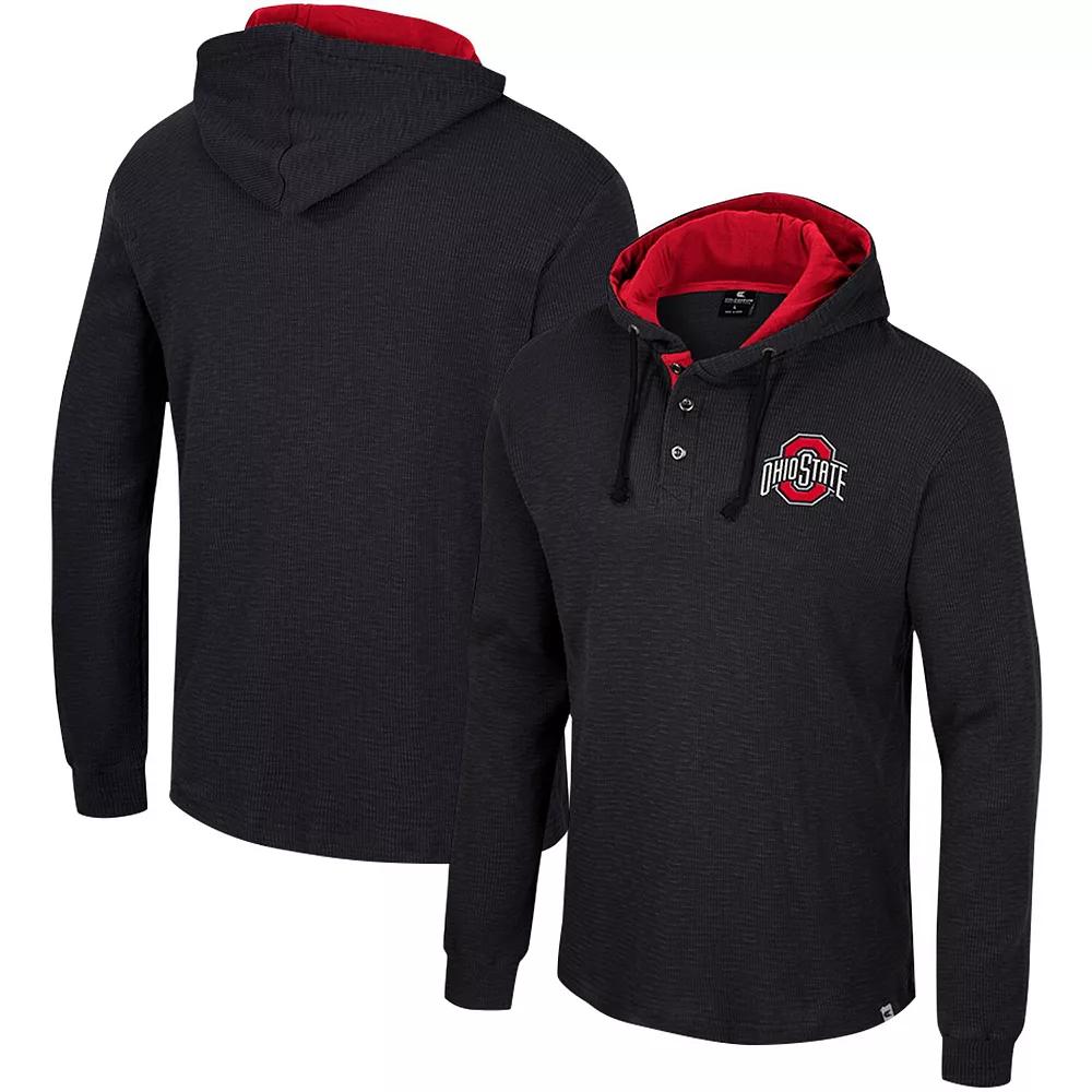 Men's Colosseum Black Ohio State Buckeyes Affirmative Thermal Hoodie Long Sleeve T-Shirt, Size: Medium Product Image