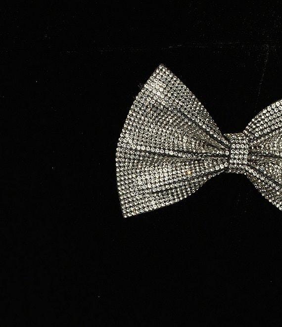 City Vibe Spaghetti Strap Velvet Long Rhinestone Bows Dress Product Image