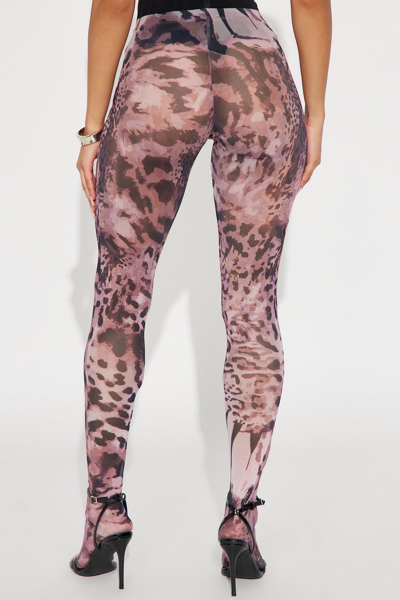 Untamed Leopard Mesh Footed Legging - Brown/combo Female Product Image