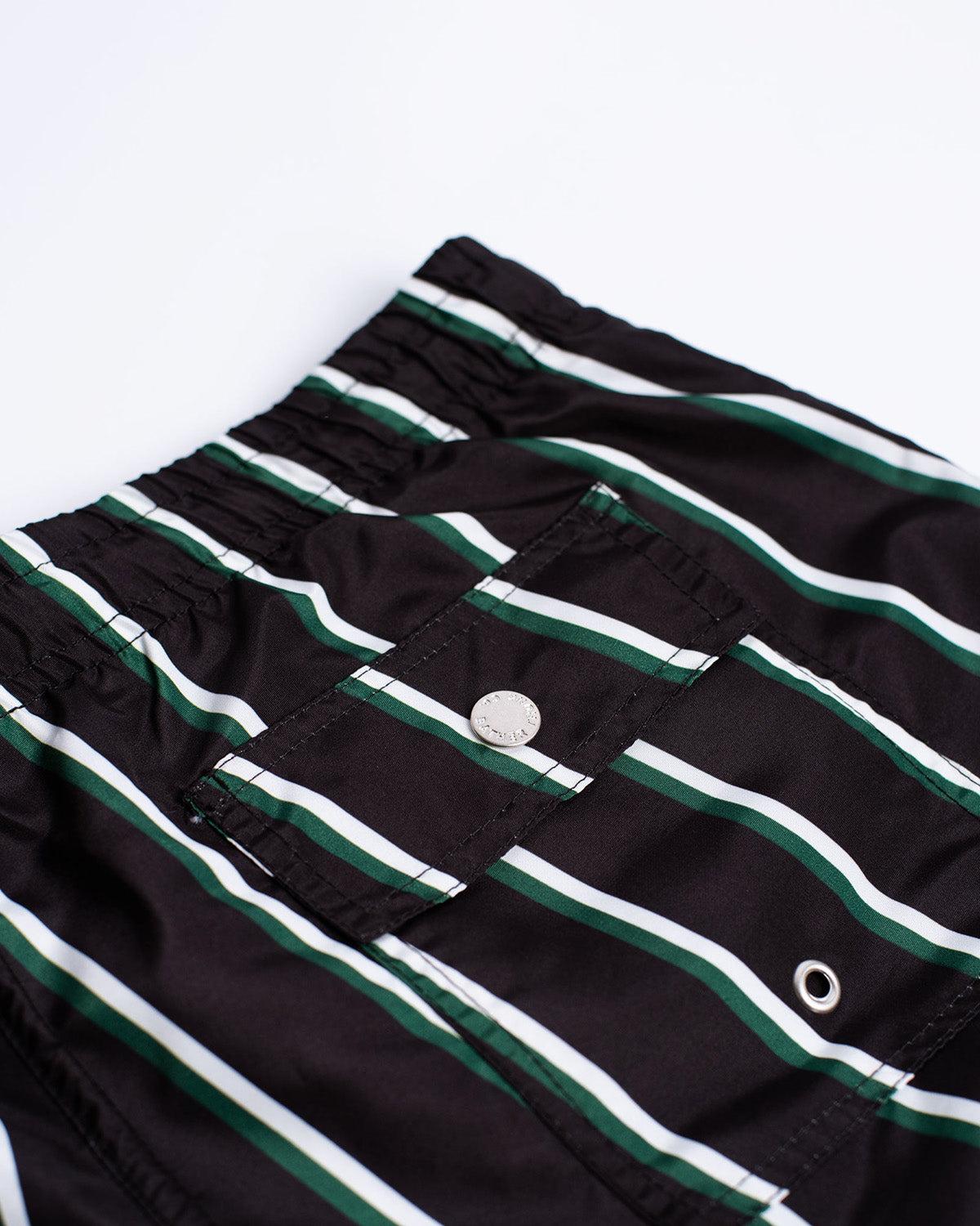 Green & White Fine Stripe Swim Trunk Product Image