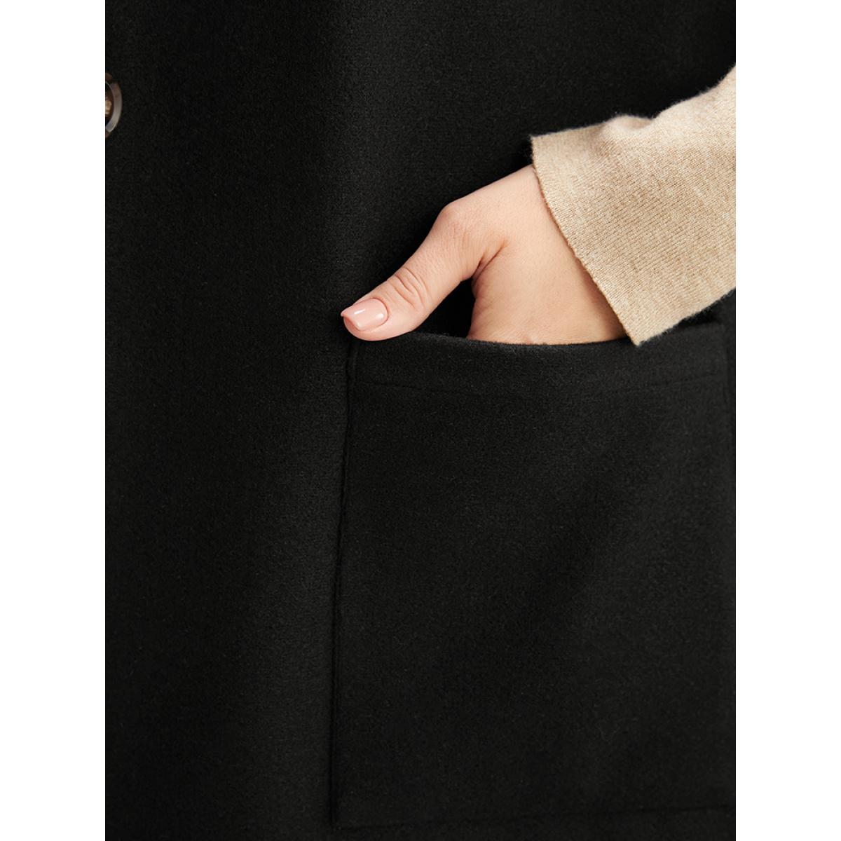 Plus Size Solid Suit Collar Pocket Belted Sleeveless Coat Women Black Office Cross straps Ladies Office Winter Coats BloomChic 26/4X Product Image