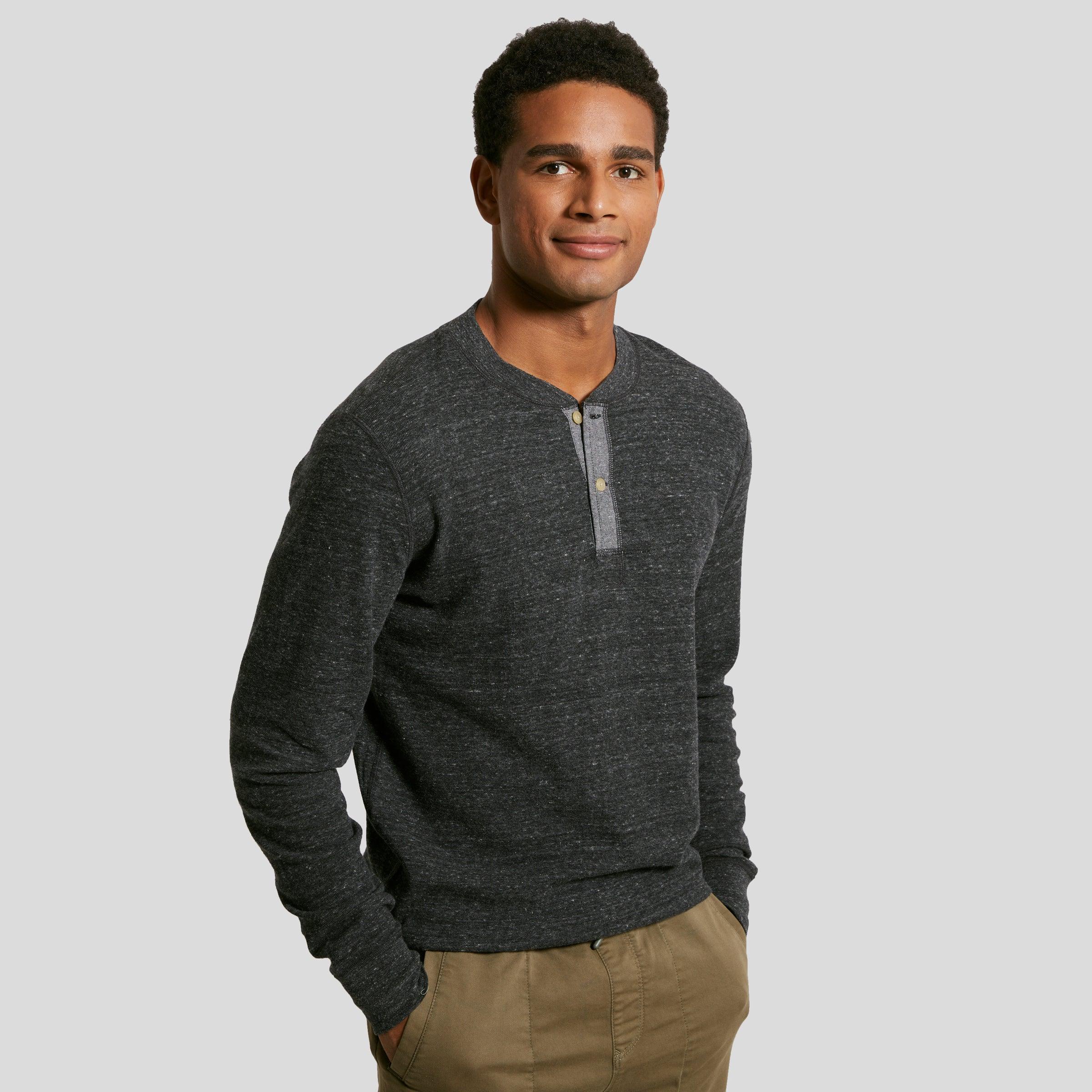 New Windsor Double Cloth Henley - Charcoal Heather Product Image