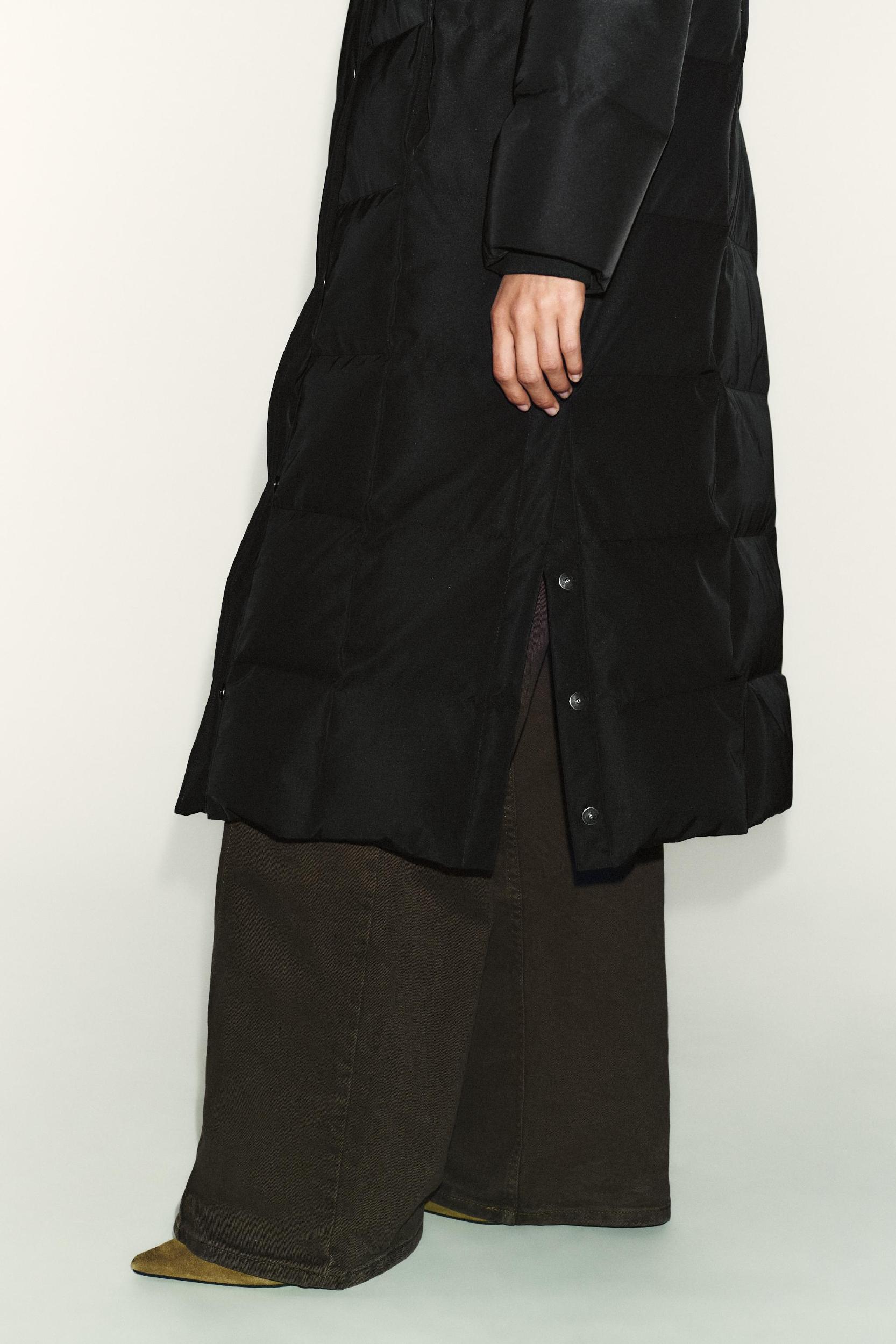 LONG QUILTED ANORAK 70% DOWN 30% FEATHER HOODIE WATER-REPELLENT WINDPROOF Product Image