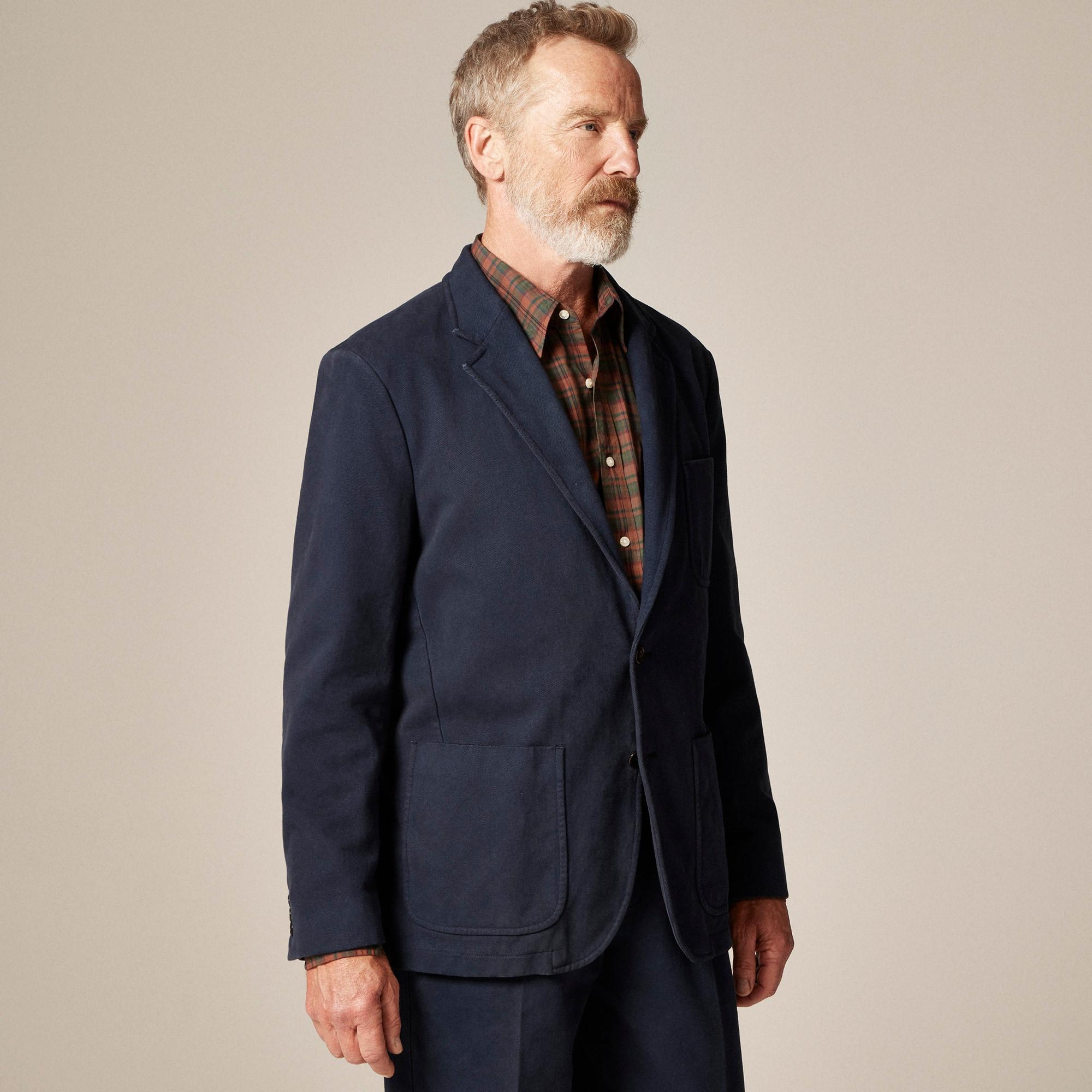 Relaxed-fit suit jacket in garment-dyed Italian cotton twill Product Image