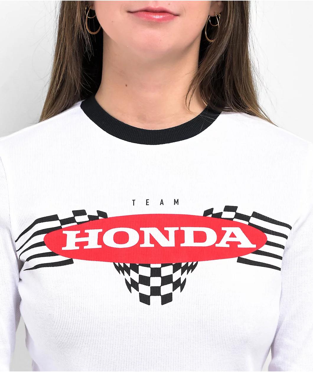 JT Racing x Honda Nitro Speed White Long Sleeve Crop T-Shirt  Product Image