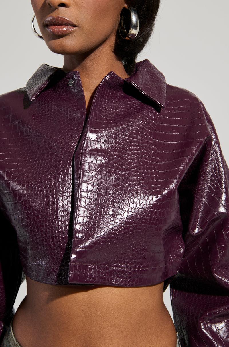 NATALIA CROCODILE PU BUTTON DOWN SHIRT Product Image