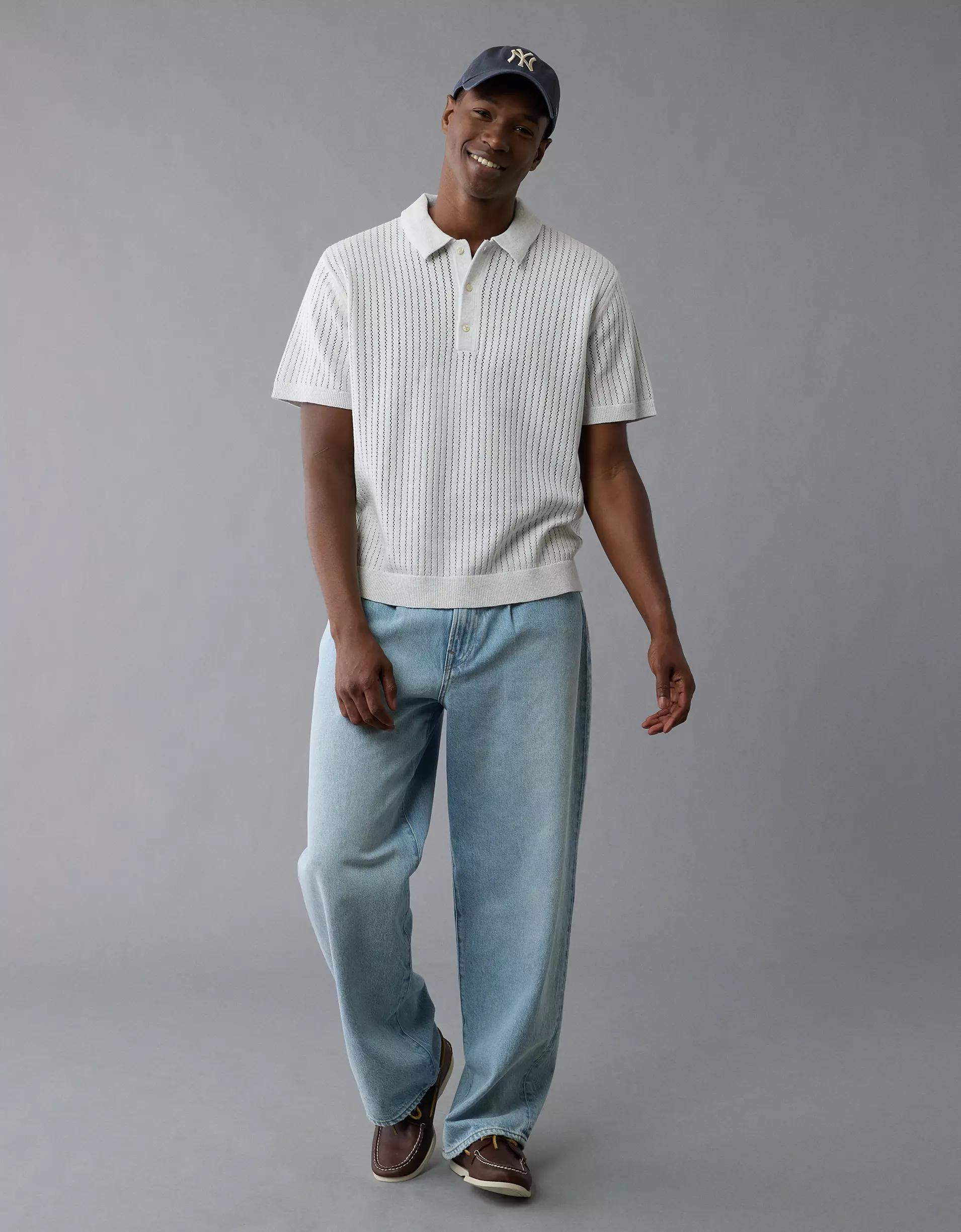 AE Weekend Tipped Sweater Polo Shirt Product Image