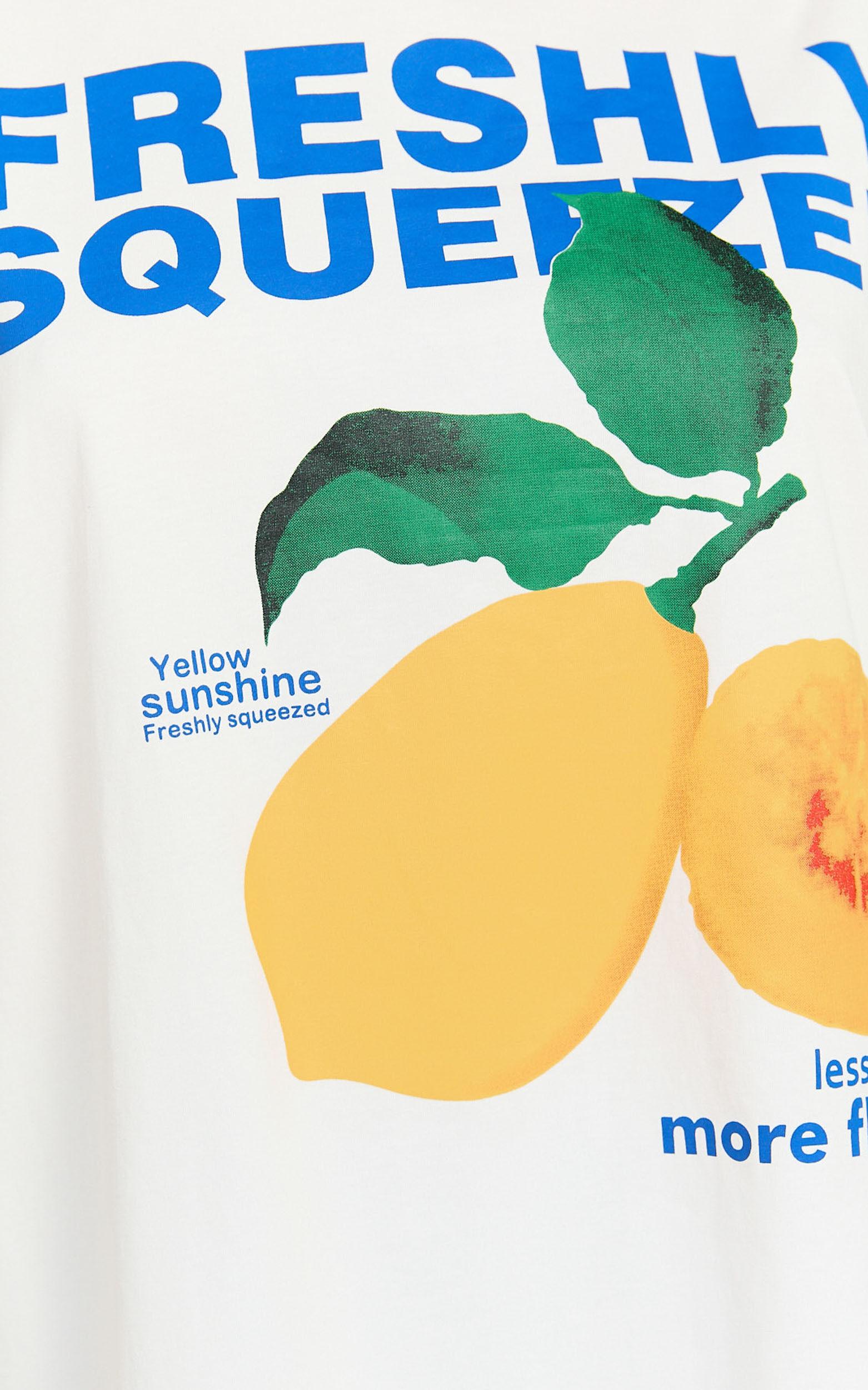 Gwen Two Piece Top and Shorts Set - Freshly Squeezed T-shirt Set in White/Blue Product Image