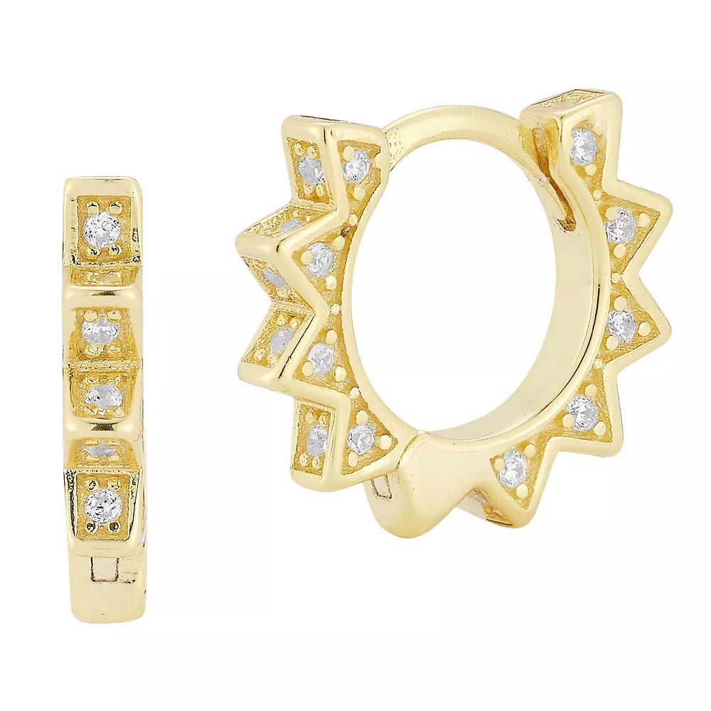 Sunkissed Sterling Cubic Zirconia Spike Huggie Hoop Earrings, Women's, Gold Tone Product Image