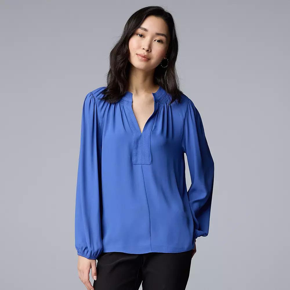 Women's Simply Vera Vera Wang Smocked Neck Blouse,  Product Image