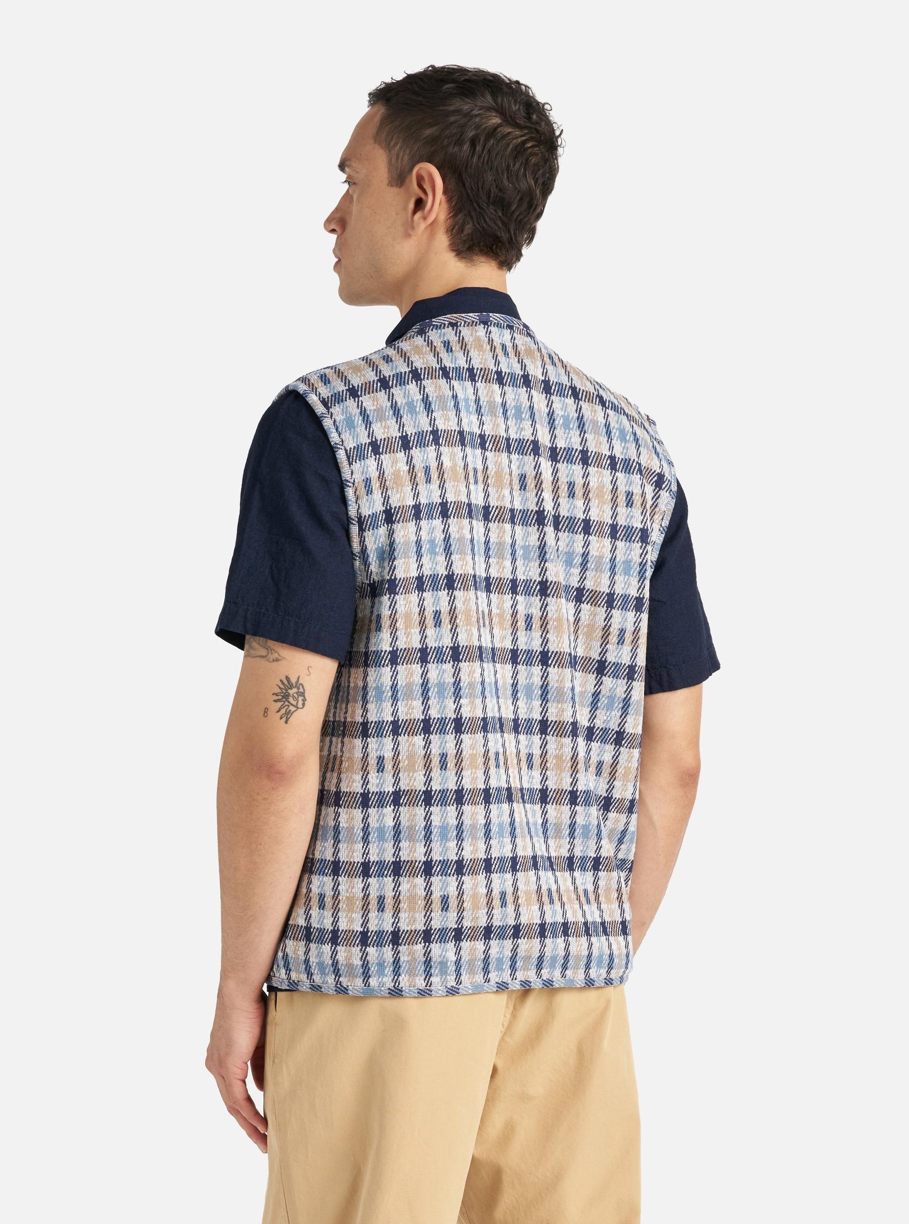 Brown/Blue Summer Check Zip Gilet Product Image