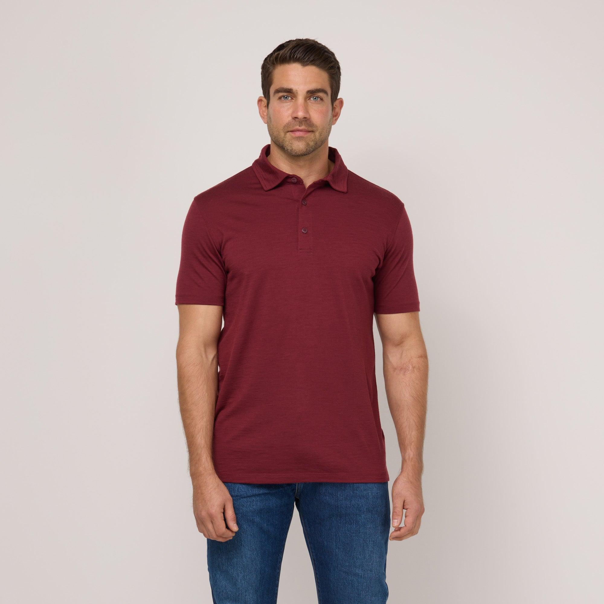 100% Merino Wool Polo | Burgundy Product Image