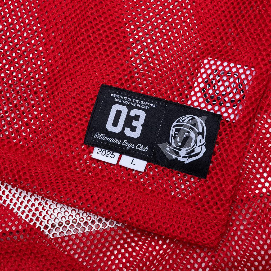 Varsity S/S Crop Fit Knit Football Jersey - Red Male Product Image