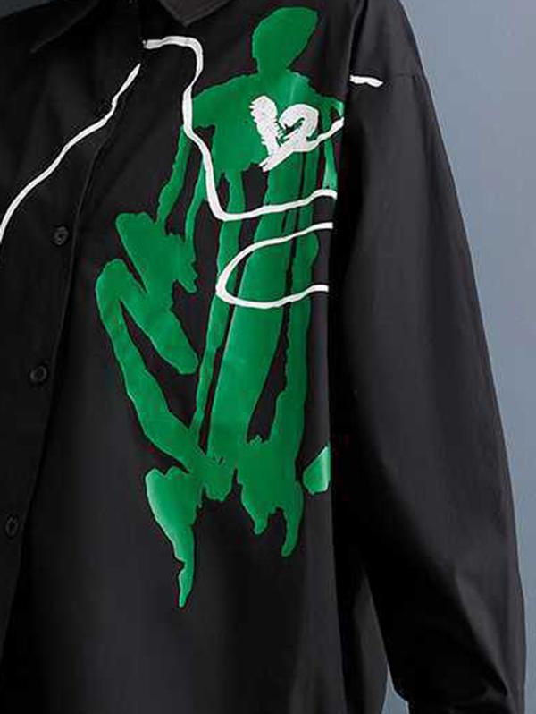 Long Sleeves Loose Asymmetric Split-Joint Lapel Blouses Product Image