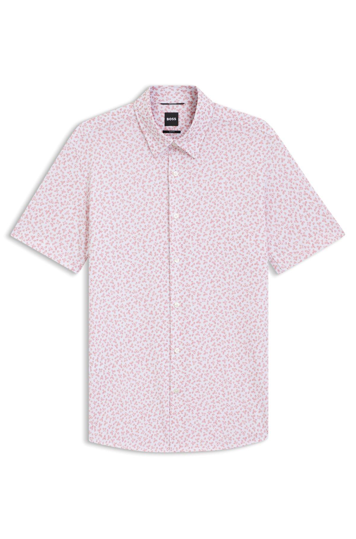 Printed slim-fit shirt in cotton-blend jersey Product Image