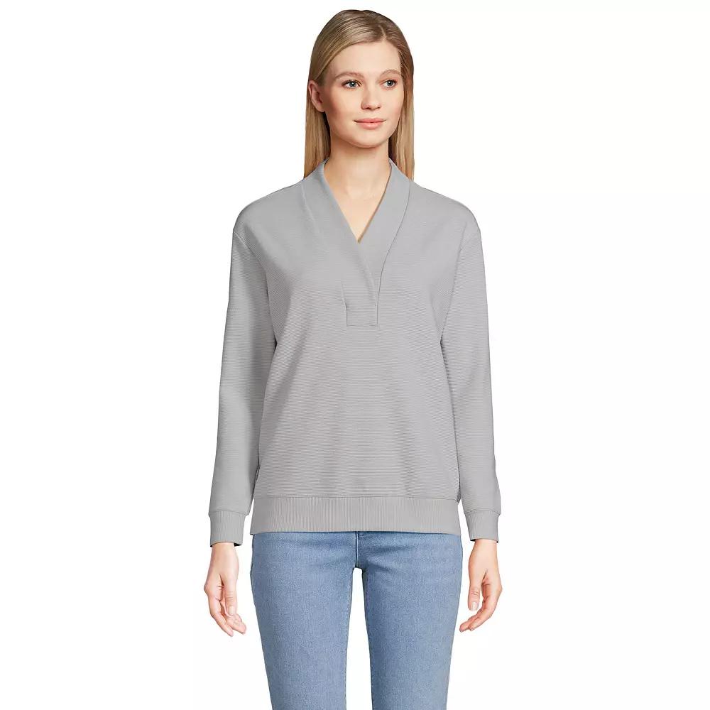 Women's Lands' End Ottoman Shawl Collar Pullover,  Product Image