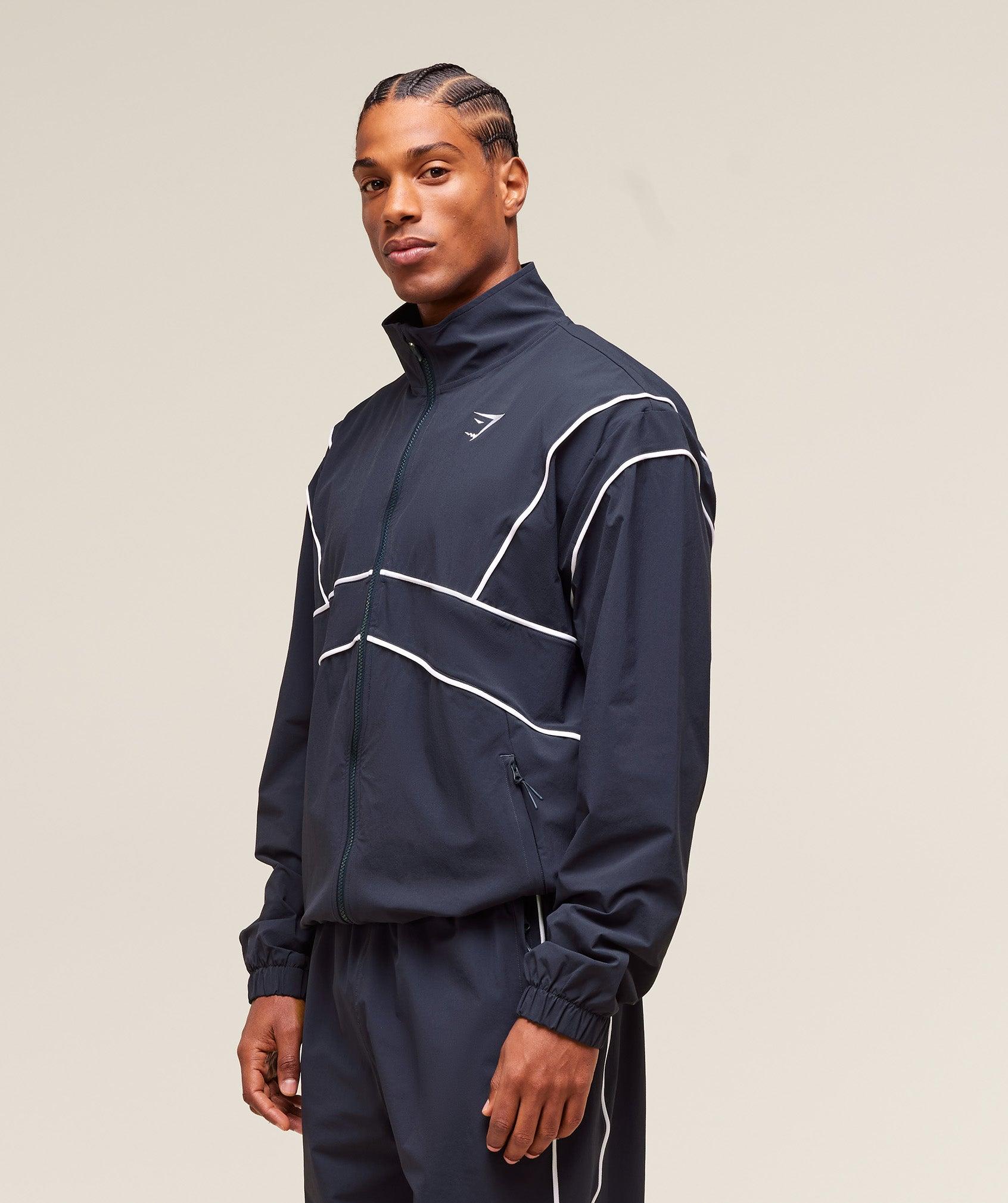 Gymshark Retro Crinkle Track Jacket - Heavy Blue Male Product Image