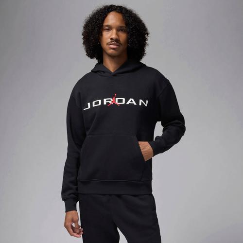 Jordan Mens Jordan Essential Air Stretch Fleece Hoodie - Mens Black/White/Red Product Image