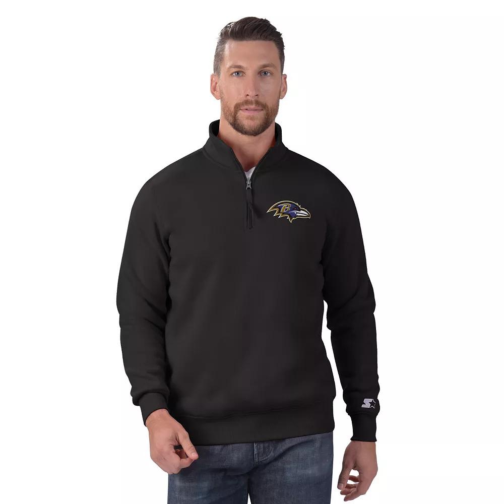 Men's Starter Black Baltimore Ravens Classic Quarter-Zip Pullover Sweatshirt,  Product Image