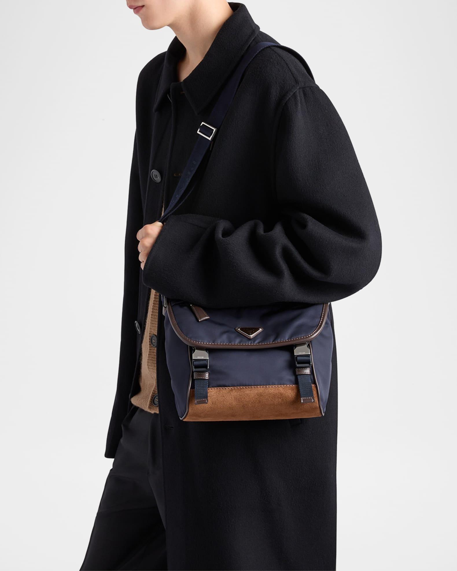 Men's Nylon and Suede Messenger Bag Product Image