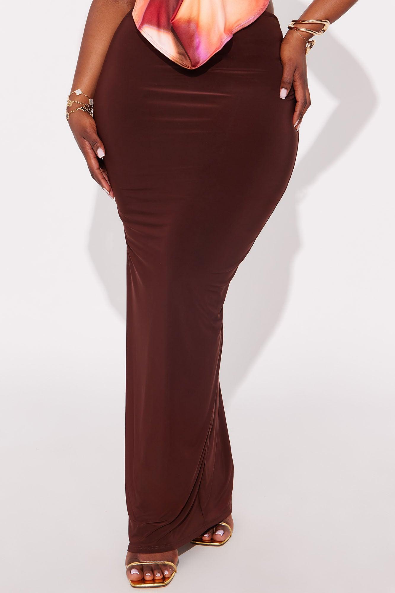 Alessandra Ruched Bodycon Maxi Skirt - Chocolate Female Product Image