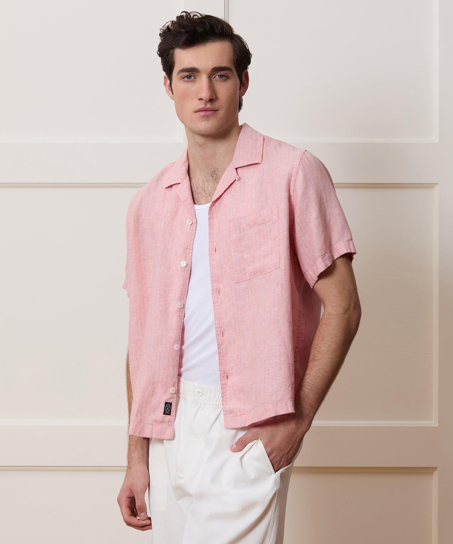 Cropped Sea Soft Irish Linen Camp Collar Shirt Product Image