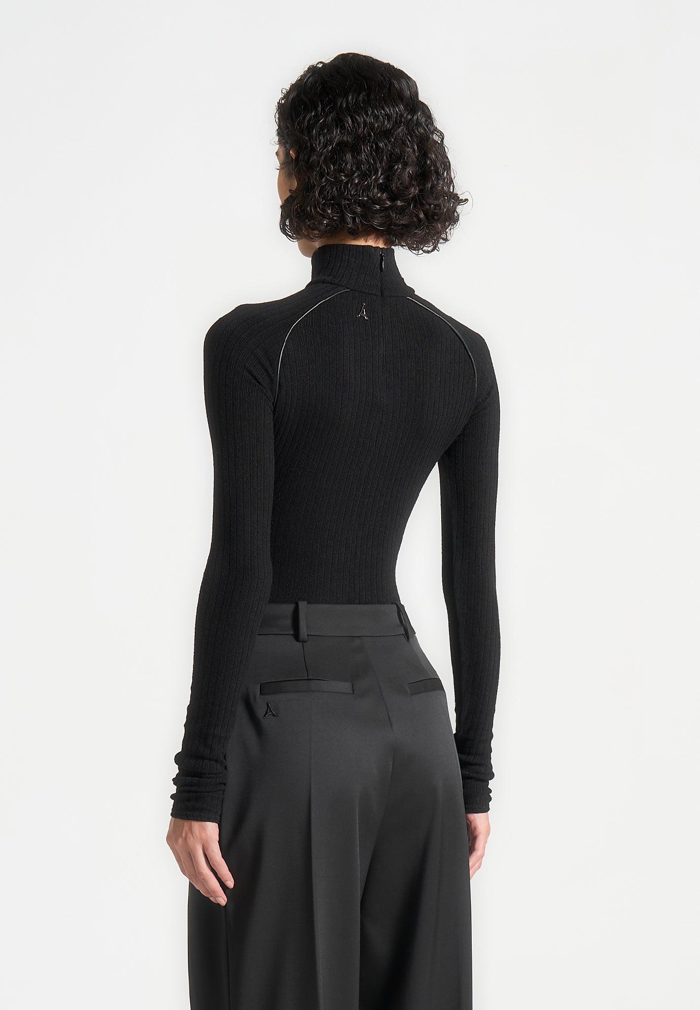 Contour Piping Rib Bodysuit - Black Female Product Image
