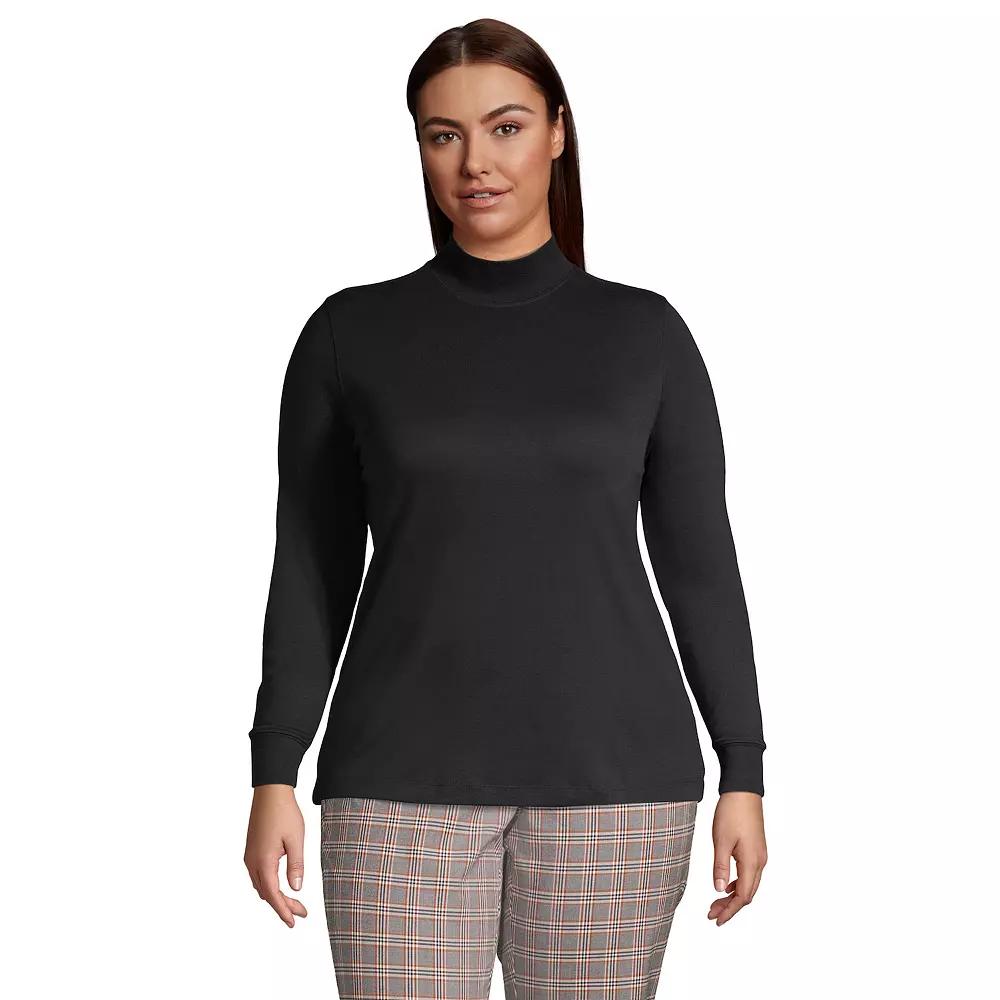 Plus Size Lands' End Relaxed Mockneck Top, Women's, Size: 2XL, Black Product Image