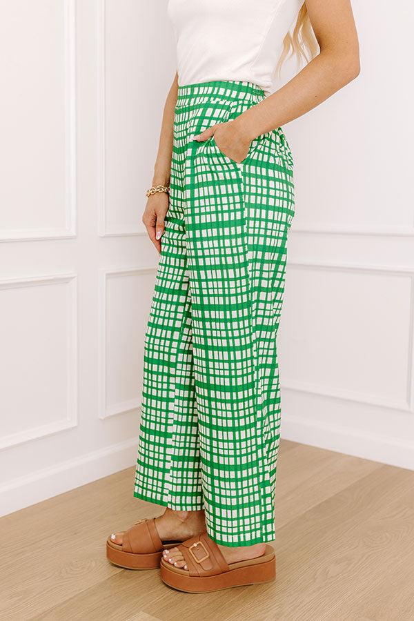 The Madison High Waist Plaid Pants in Green Product Image