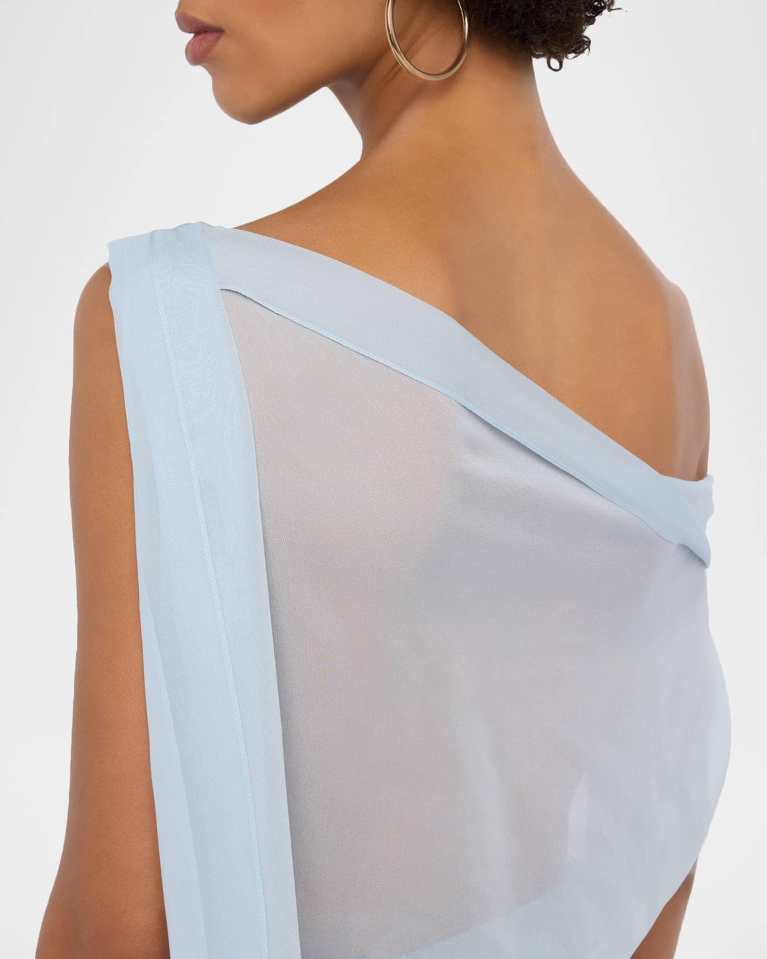 Off-The-Shoulder Drape Silk Chiffon Top Product Image