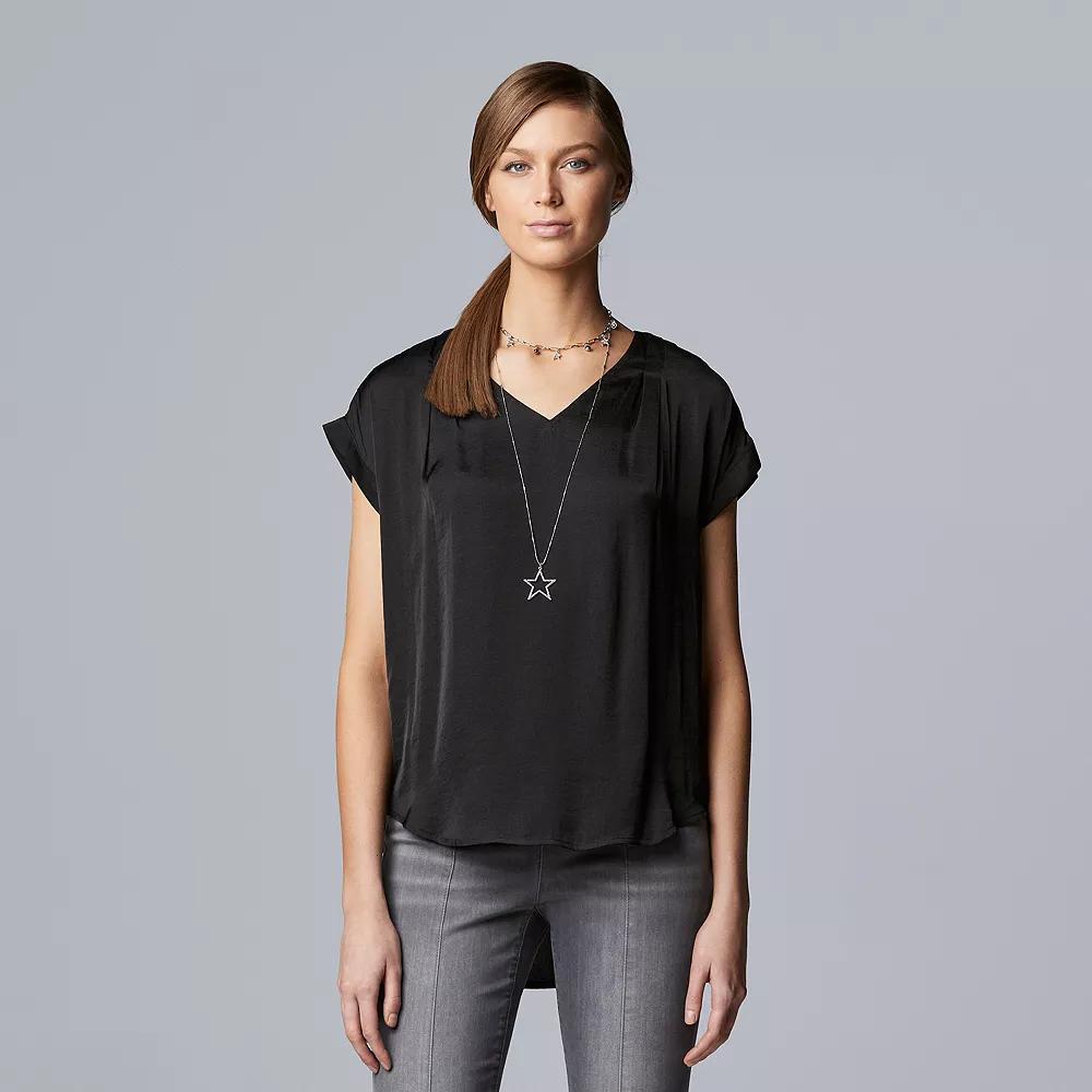 Women's Simply Vera Vera Wang V-Neck Popover Top, Size: Small, Vera Black Product Image